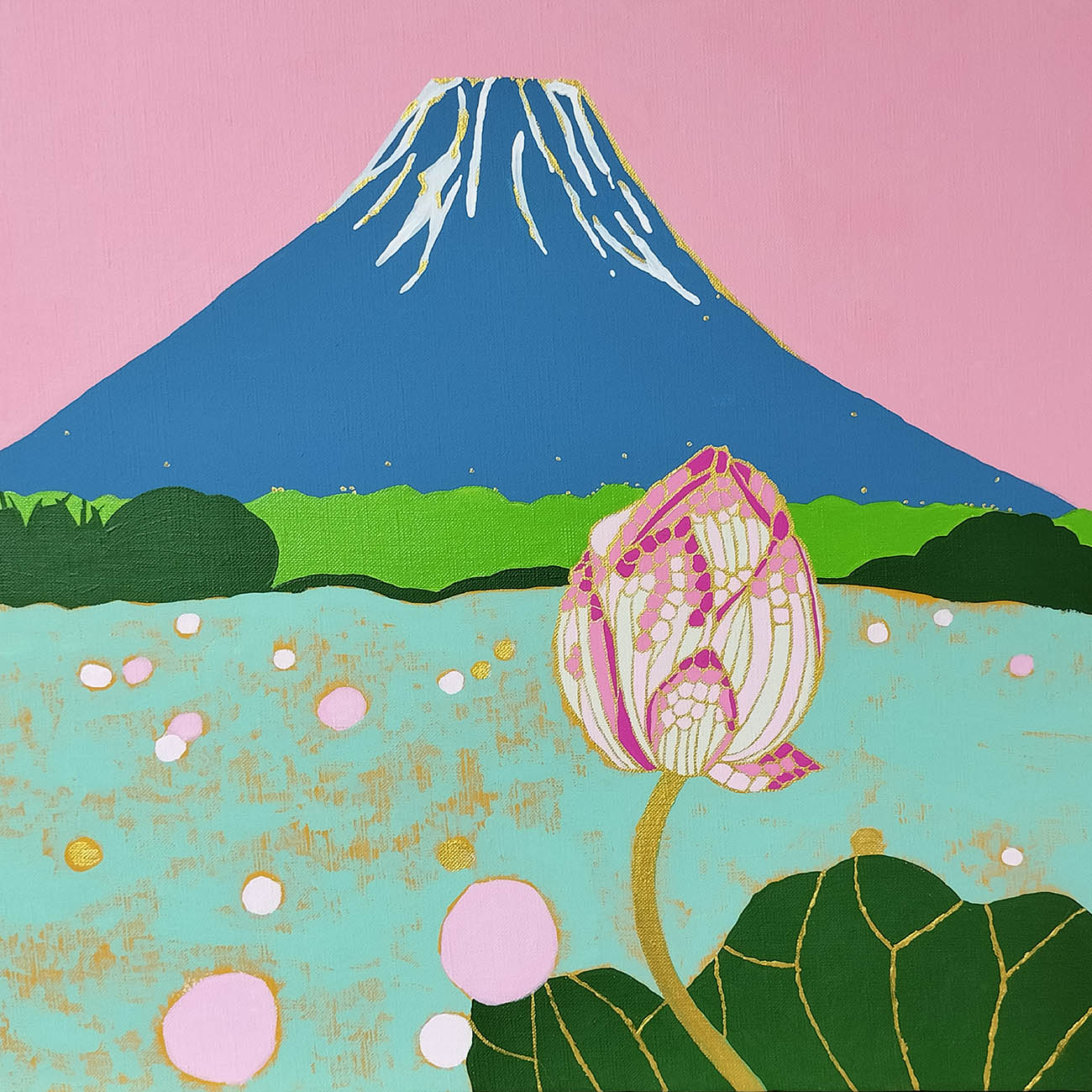 ハスの花と富士山 | 那須香オリ